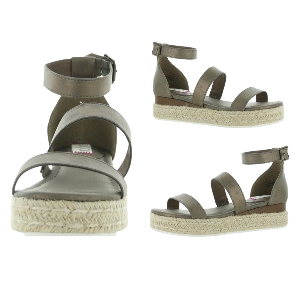 NWT low wedge espadrilles TAHINI bronze ankle strap 1 3/4”heel padded insole 9